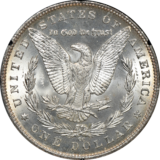 1883-CC GSA MS-64+, 1884-CC GSA MS-63, and an 1884-CC GSA MS-64 PL, all NGC CAC