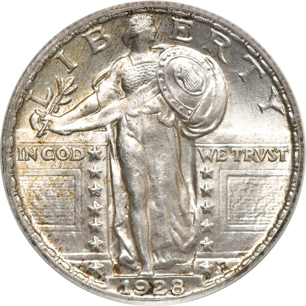 1924-D PCGS MS-65 (green label) CAC, and a 1928 PCGS MS-64 CAC