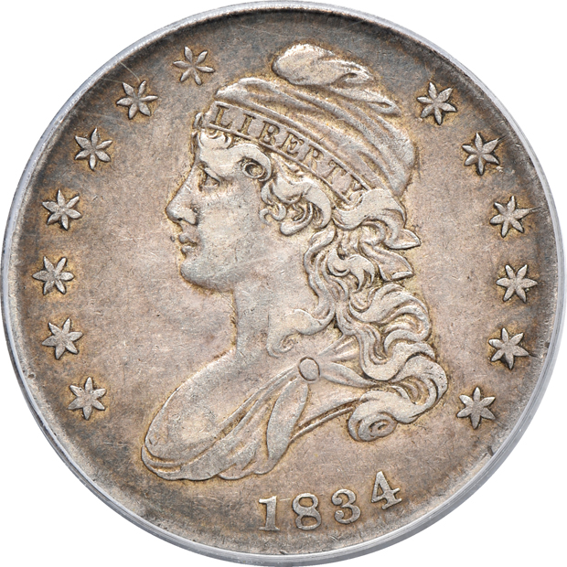 1832 Small Letters XF-45, 1833 AU-50, and 1834 Small Date, Small Letters XF-45, all PCGS