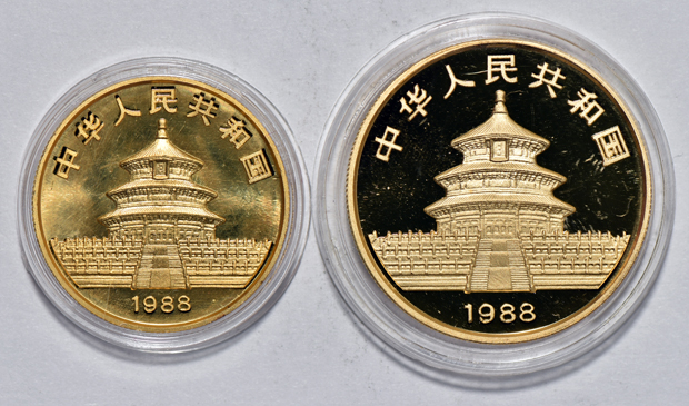 China - 1987 and 1988 Proof Gold Panda sets