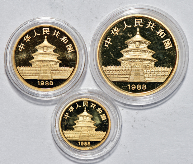 China - 1987 and 1988 Proof Gold Panda sets