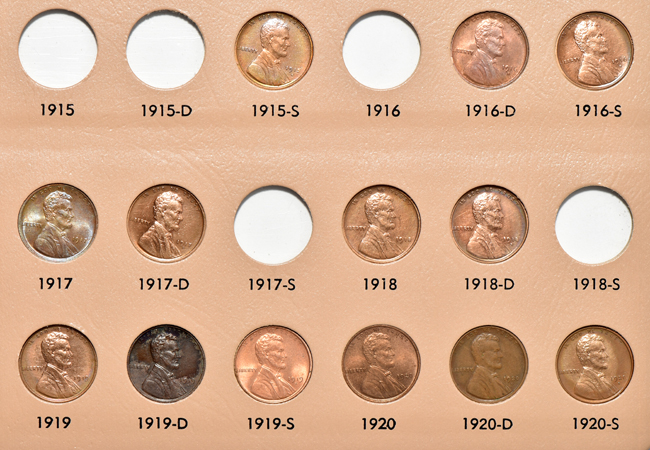 Partial collection of Lincoln cents, including proof-only issues, in a Dansco 8100 album