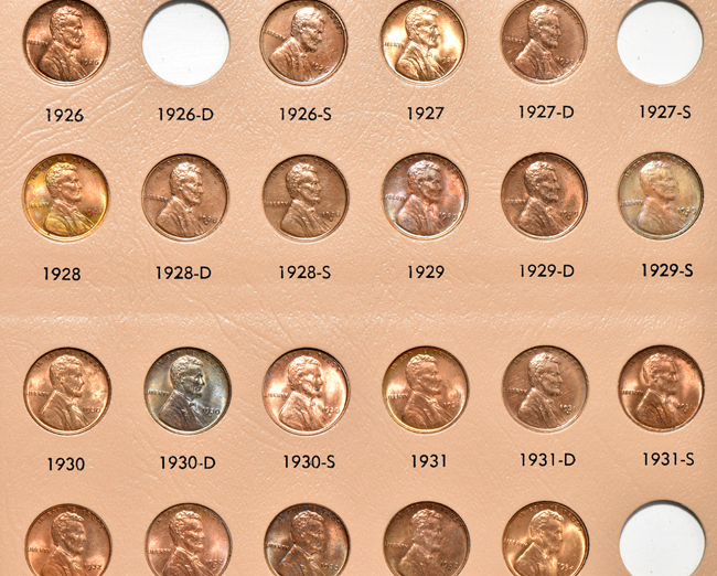 Partial collection of Lincoln cents, including proof-only issues, in a Dansco 8100 album