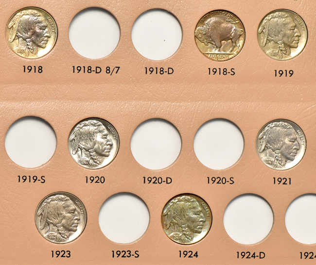 Collection of 39 different Buffalo nickels in a Dansco 7112 album