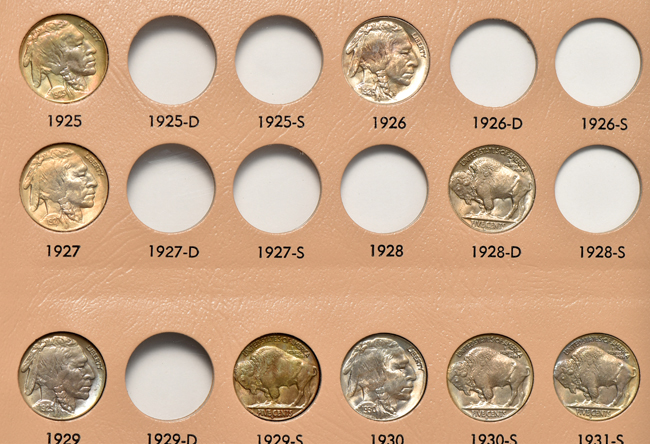 Collection of 39 different Buffalo nickels in a Dansco 7112 album