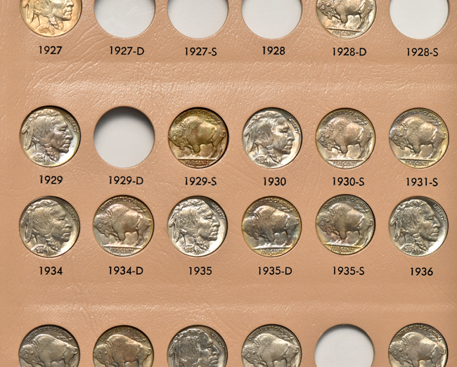 Collection of 39 different Buffalo nickels in a Dansco 7112 album