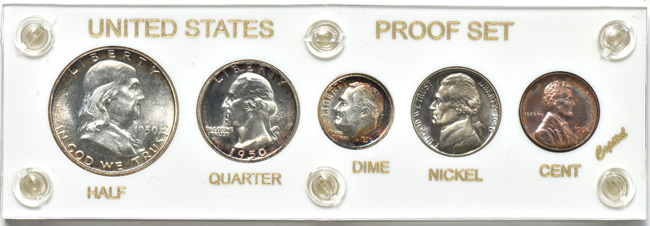 1950, 1951, 1952, 1953, 1954, and 1955 Proof Sets in Capital Plastics holders