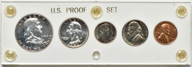 1950, 1951, 1952, 1953, 1954, and 1955 Proof Sets in Capital Plastics holders