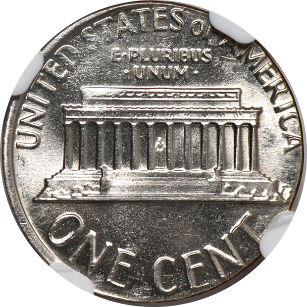 1977 Lincoln cent struck on a dime planchet, NGC MS-65