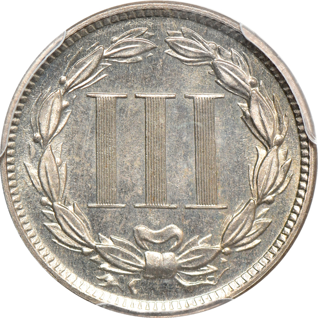 1883 Shield nickel PR-65 CAC, and an 1887/6 three-cent nickel PR-64, both PCGS
