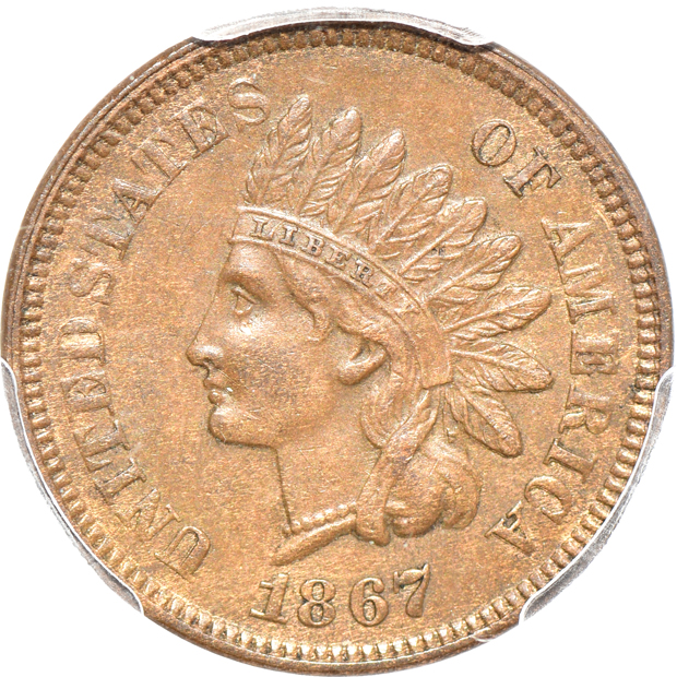 1867 AU-58, 1868 AU-58 CAC, and an 1869 AU-58, all PCGS