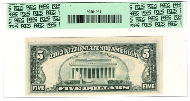 Error Currency - 1977A $5 Fr# 1975-L, Mismatched Serial Numbers - PCGS CU-63 PPQ