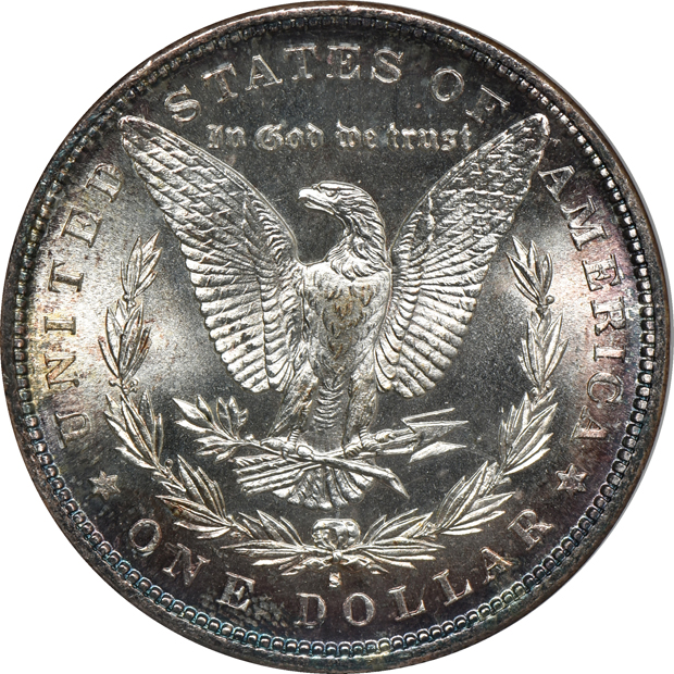Five certified Morgan silver dollars