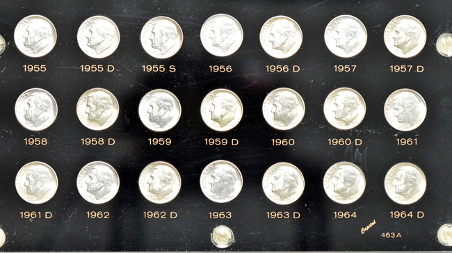 Complete collection of Roosevelt dimes in two Capital Plastics holders