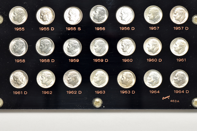 Complete collection of Roosevelt dimes in two Capital Plastics holders