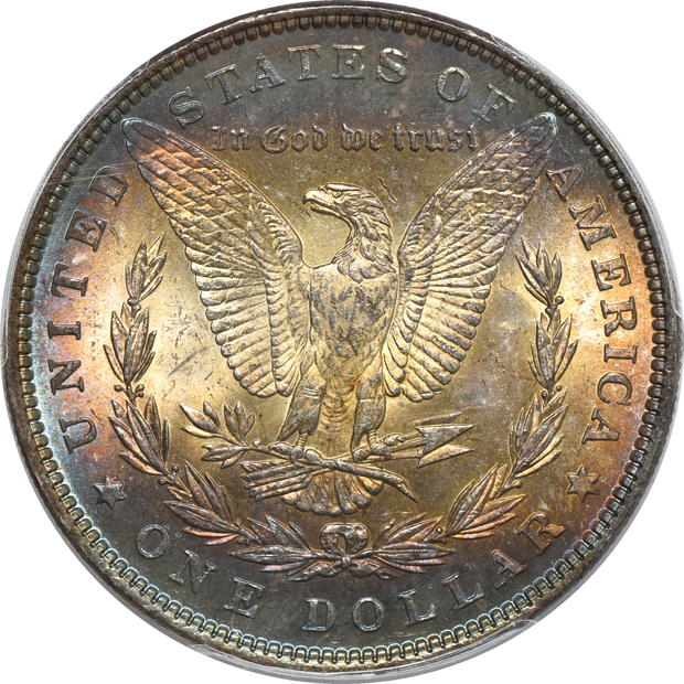 Four PCGS certified Morgan silver dollars