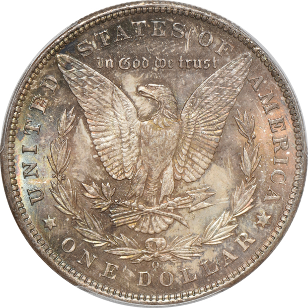 Four PCGS certified MS-65 Morgan silver dollars