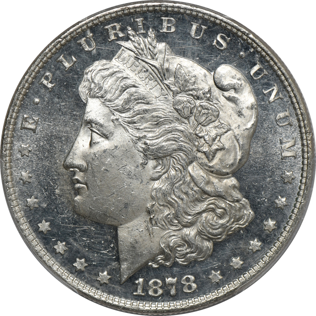 Eight PCGS certified Morgan silver dollars
