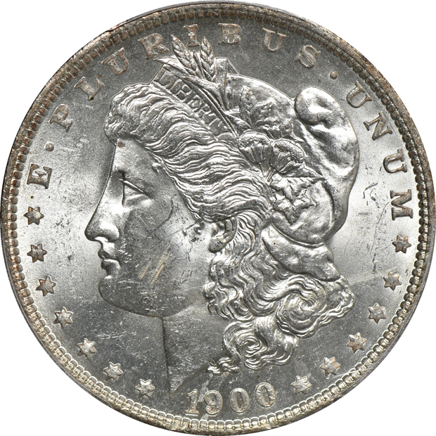 Eight PCGS certified Morgan silver dollars