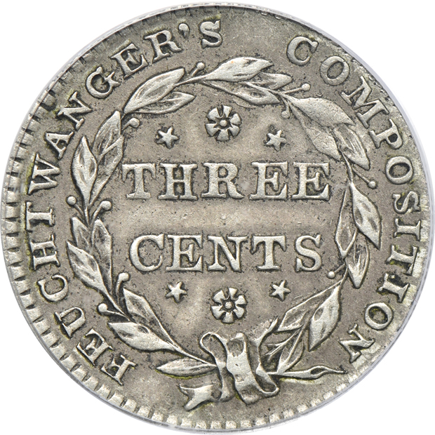 1837 3C Feuchtwanger, New York Coat of Arms PCGS XF-40 CAC