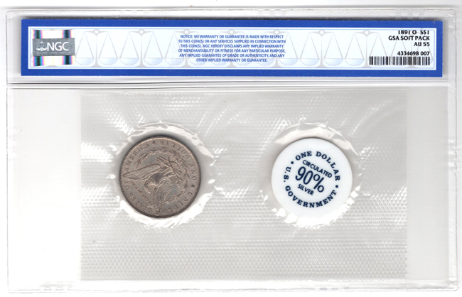 1891-O GSA Soft Pack NGC AU-55