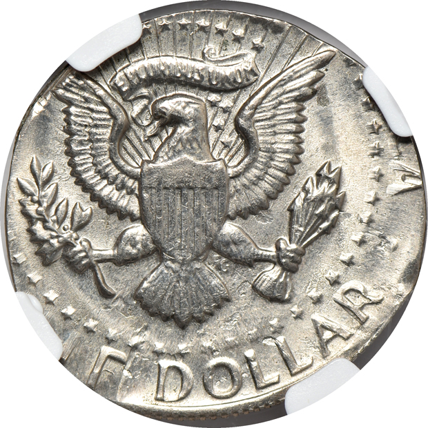 Kennedy half-dollar struck on a nickel planchet, NGC MS-64