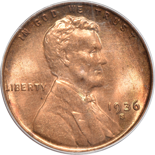 Seven high grade Lincoln cents certified by PCGS