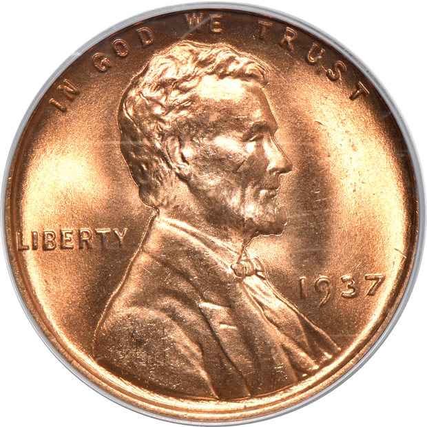 Seven high grade Lincoln cents certified by PCGS