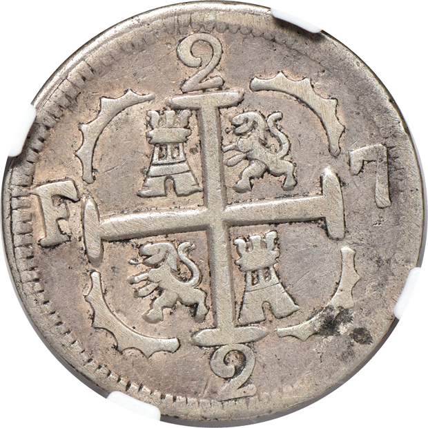 Venezuela - 1821-BS 2 reale, castle upper left - NGC VF-30