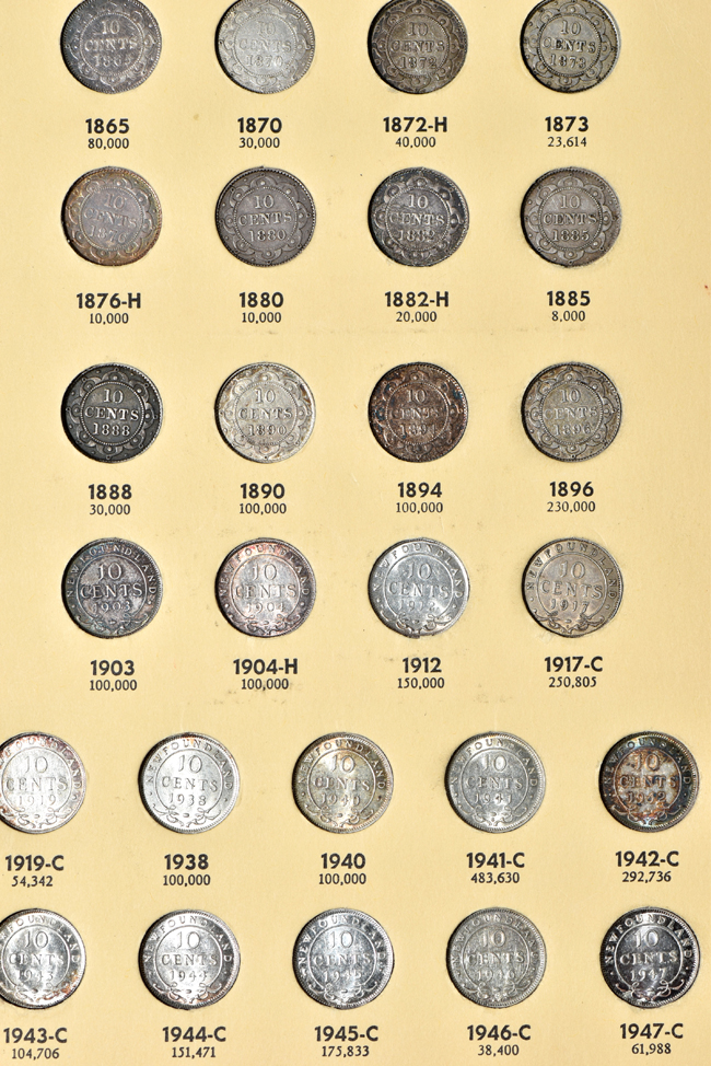 Canada - Complete collections of New Brunswick, Nova Scotia, Prince Edward Island and Newfoundland coins it two Library of Coins albums, vol. 68 and 69.