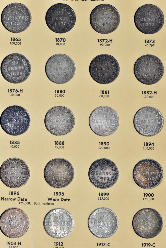 Canada - Complete collections of New Brunswick, Nova Scotia, Prince Edward Island and Newfoundland coins it two Library of Coins albums, vol. 68 and 69.