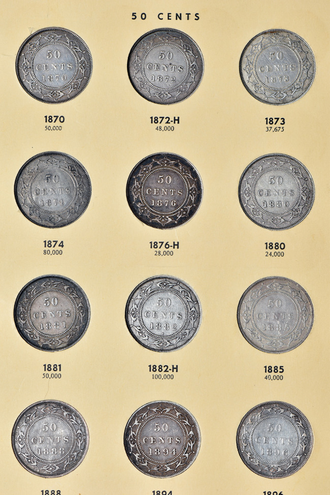 Canada - Complete collections of New Brunswick, Nova Scotia, Prince Edward Island and Newfoundland coins it two Library of Coins albums, vol. 68 and 69.