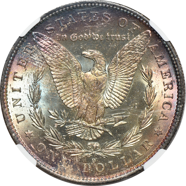 Five certified Morgan silver dollars