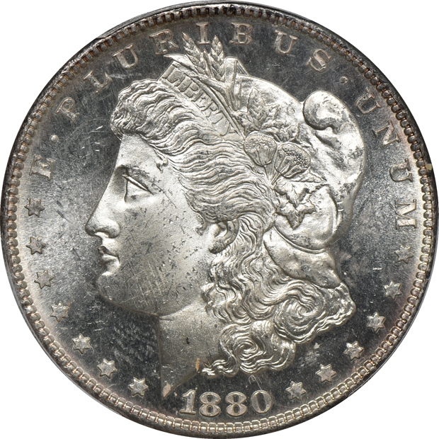 1880-S MS-64PL, 1881-O MS-63DMPL, and an 1886 MS-63PL, all PCGS