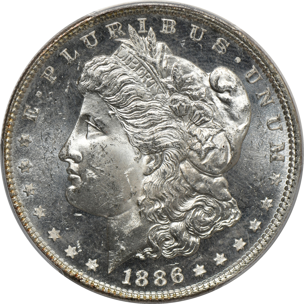 1880-S MS-64PL, 1881-O MS-63DMPL, and an 1886 MS-63PL, all PCGS