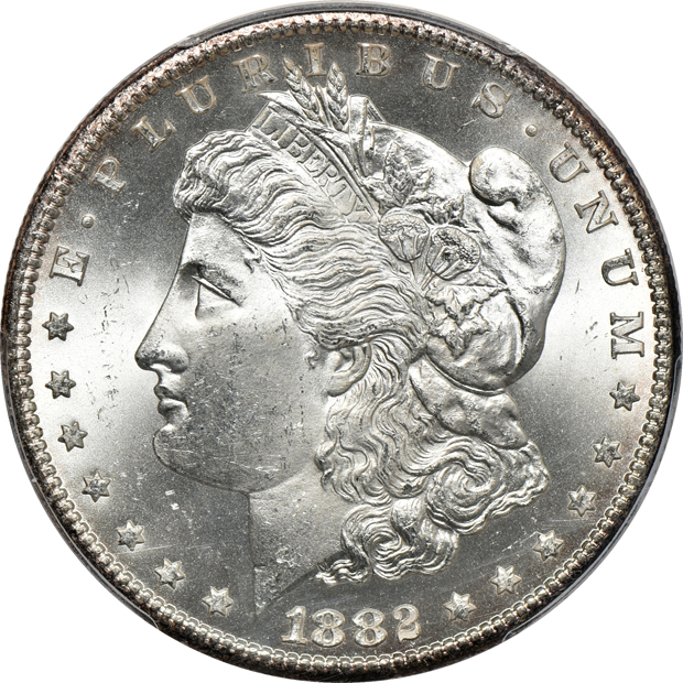 1882-CC MS-64, and an 1884-CC MS-65, both PCGS