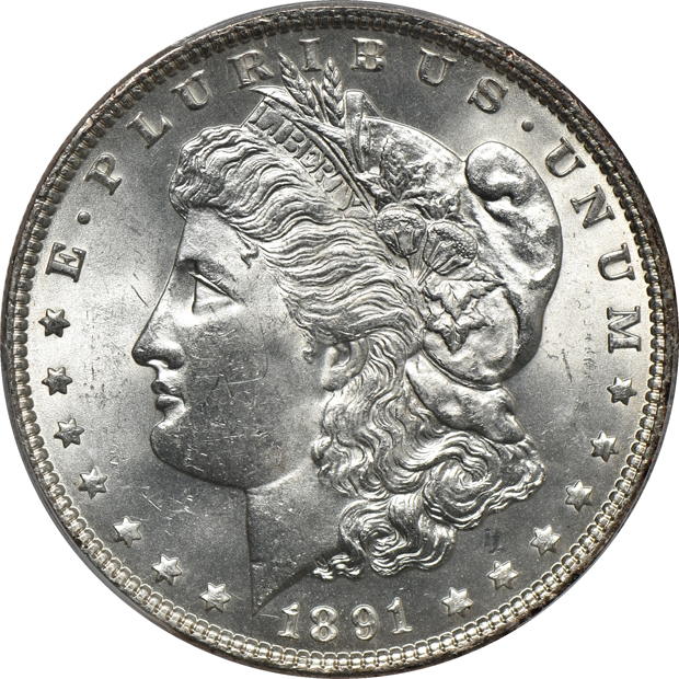 1891, 1891-O, and 1891-S, all PCGS MS-63