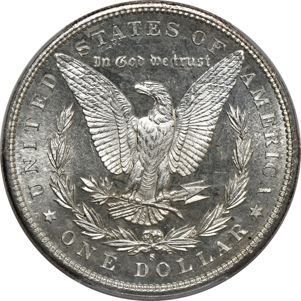 Five PCGS certified Morgan silver dollars