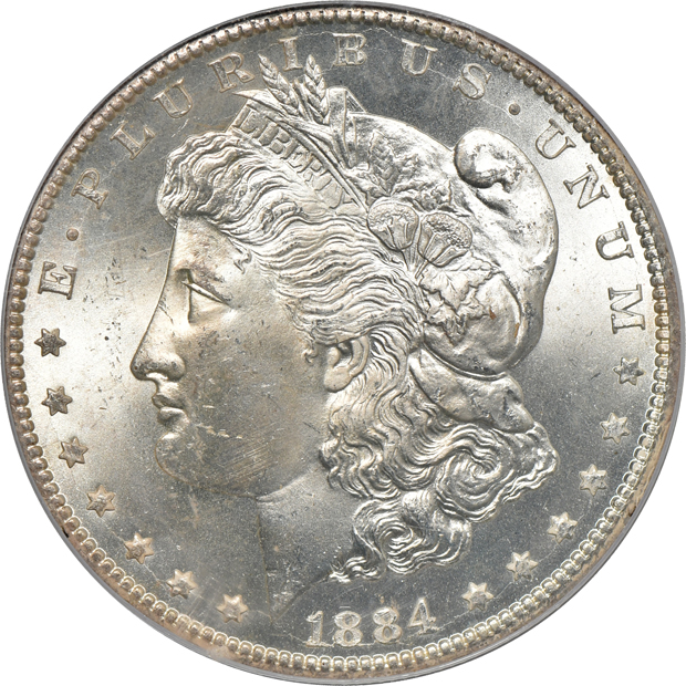 1882-CC and 1884-CC, both PCGS MS-65 (green label)
