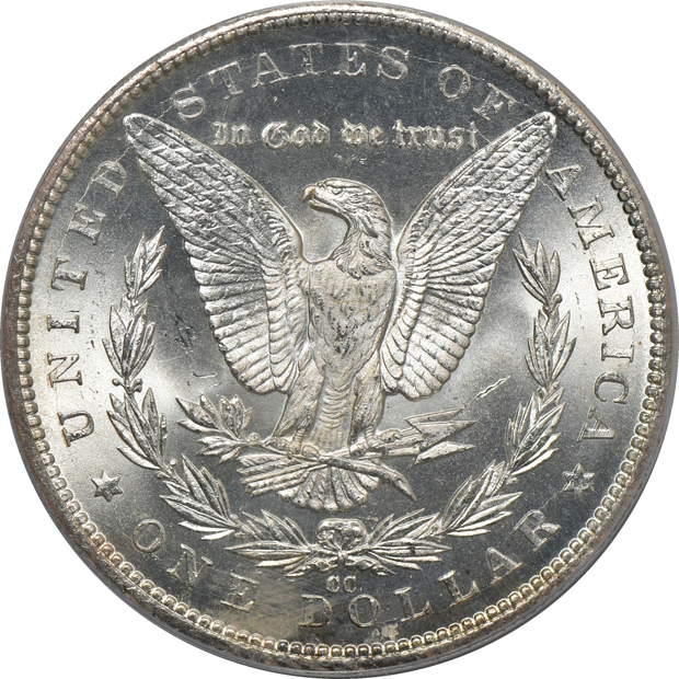 1882-CC and 1884-CC, both PCGS MS-65 (green label)