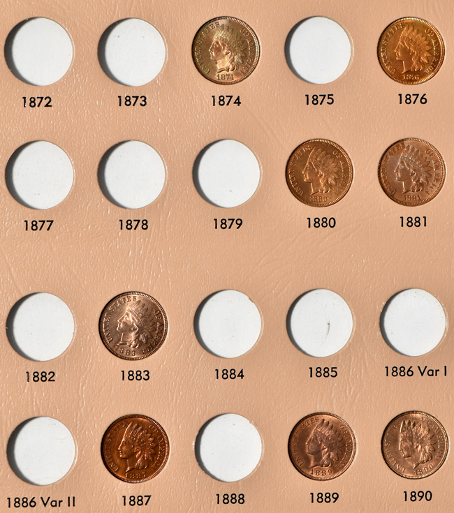 Twenty-seven different Indian Head cents in a Dansco 7101 album