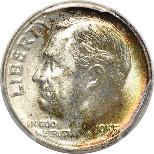 Eight Roosevelt dimes, a Walking Liberty half-dollar, a Booker T. Washington half-dollar, and two Franklin half-dollars, all certified