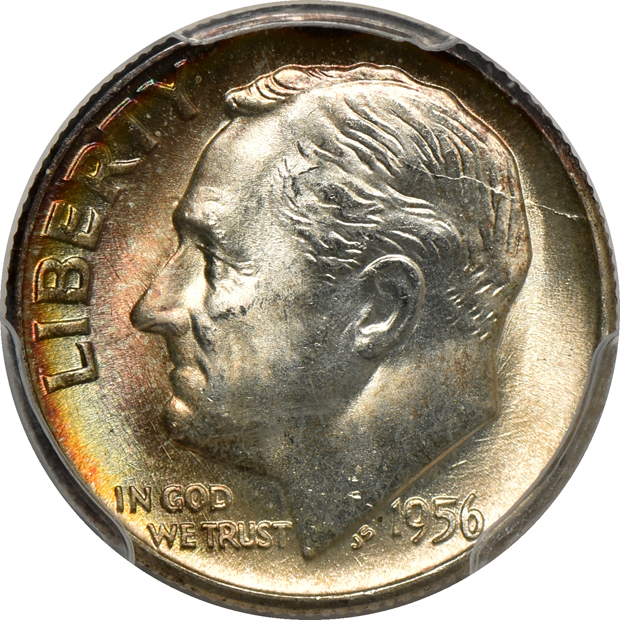 Eight Roosevelt dimes, a Walking Liberty half-dollar, a Booker T. Washington half-dollar, and two Franklin half-dollars, all certified