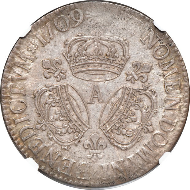 France - 1709-A ecu - NGC AU-55