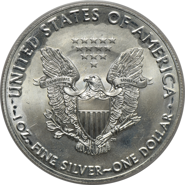 2018 1oz American Silver Eagle, Struck-Thru, PCGS MS-66