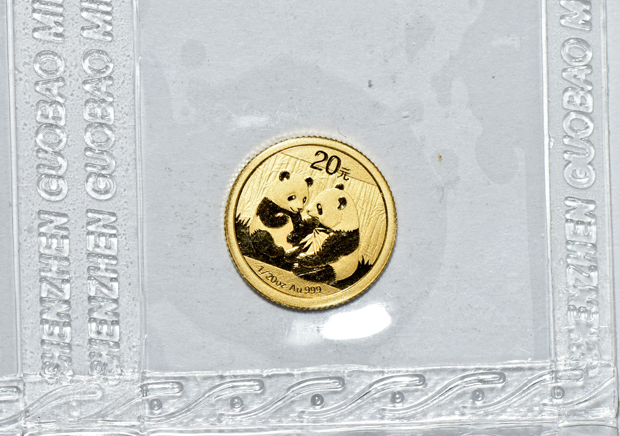 China - Uncut sheet of ten 2009 1/20oz gold Pandas
