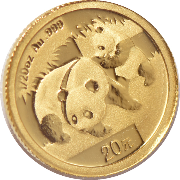 China - Uncut sheet of ten 2008 1/20oz gold Pandas