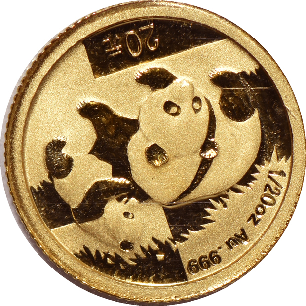 China - Uncut sheet of ten 2008 1/20oz gold Pandas
