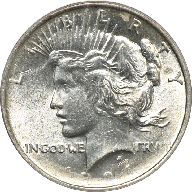 Two Mint Error Peace dollars, plus a 1922 VAM 8 Doubled Tiara Peace dollar, all PCGS as described