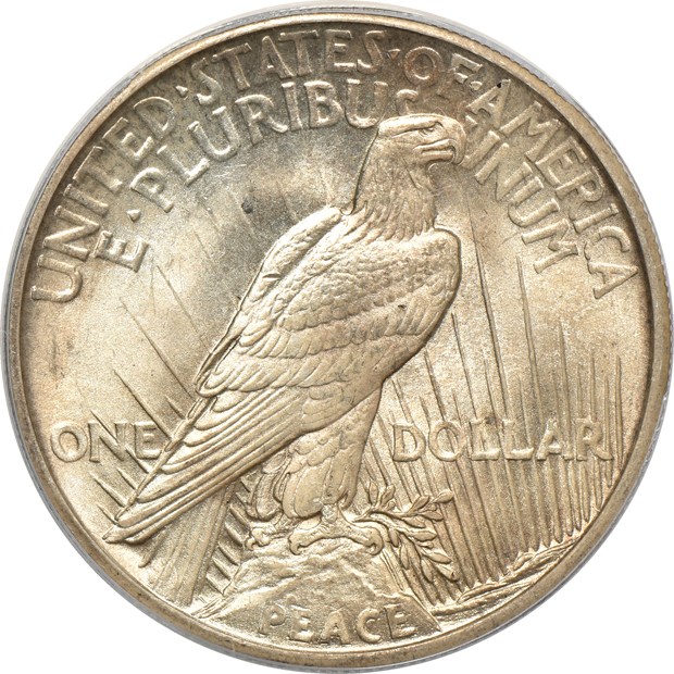 Two 1921 Peace, High Relief PCGS MS-62